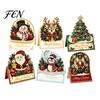 Snowman Santa Elk Craft Kits DIY Christmas Card Kit, 3D Pop-Up Faux Pearl Art Set Wreath Card, Handmade Xmas for Family And Friends Kit