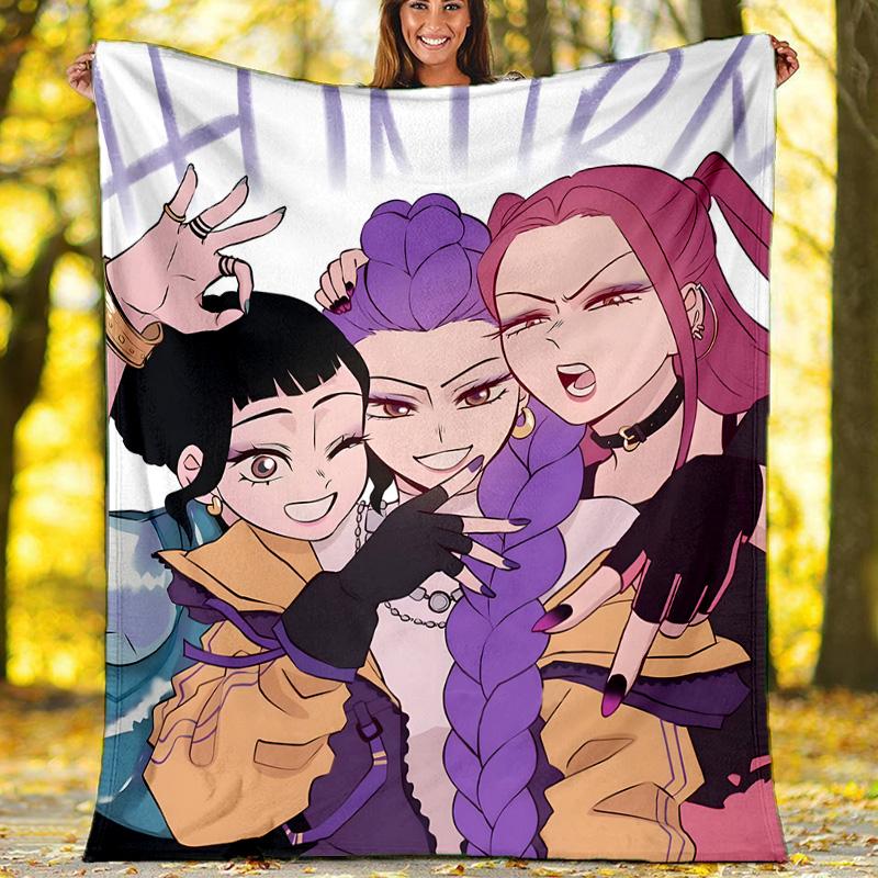 1pc KPop8 Theme Blanket - Digital Print, Polyester, Cozy for All Seasons, Perfect for Outdoor, Camping, and Travel