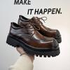 Fashion Black Thick Soled Derby Men's Leather Shoes Leisure Business Party Daily Office Outdoor Wedding Men's Hot Selling Brown Shoes