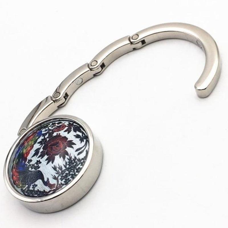 Складной крючок-вешалка для поддержки сумок и мешков с изображением стрекозы/павлина в подарок