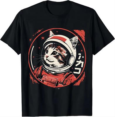 Космический Кот Смелость Японский Ретро Каваи Милый Кот-Астронавт Футболка Женская Одежда Графические Футболки Ropa De Mujer