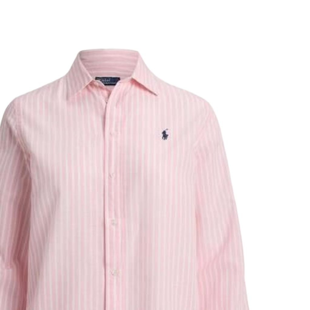 Polo Ralph Lauren Вышитая Хлопковая Полосатая Рубашка с Длинным Рукавом Женские рубашки 211633498-006