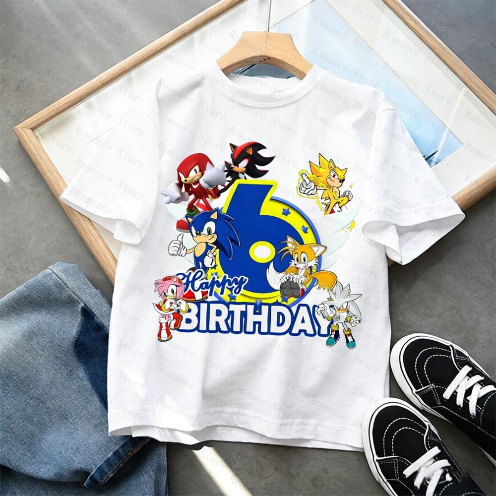 Boys Girls Top Adults Children Parent Child quick dry kid Tshirts Sonic Kid Birthday Print Tops