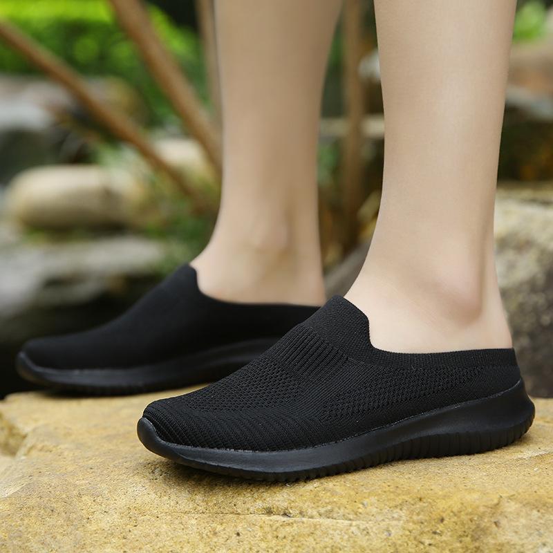 One Pedal Lazy Half Slippers Women's Summer Lightweight Mesh Foot Cover Women's Shoes Pregnant Women's Walking Shoes Old Beijing Cloth Shoes Women