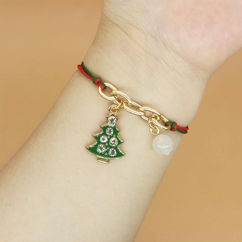 Очаровательный плетеный веревочный кулон-браслет Лось Снеговик Сплавная цепочка Новый год Рождественский подарок Ювелирные изделия