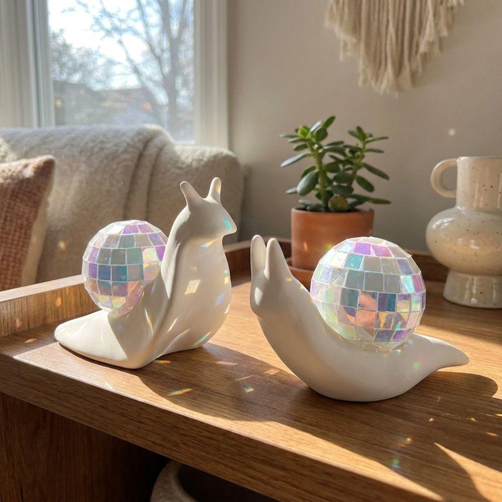 Retro Style Snail Disco Ball Sun Catcher Snail-Shaped Sunshine Catcher Indoor Window