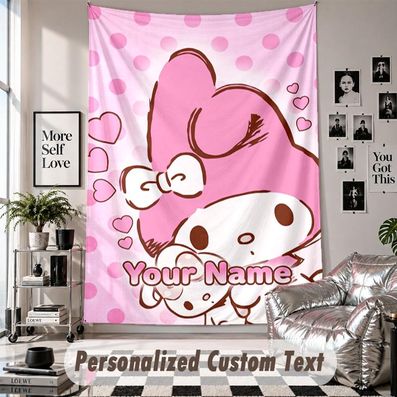 Custom Tapestry Wall Hanging, My Melody Personalized Name Text Home Wall Decor