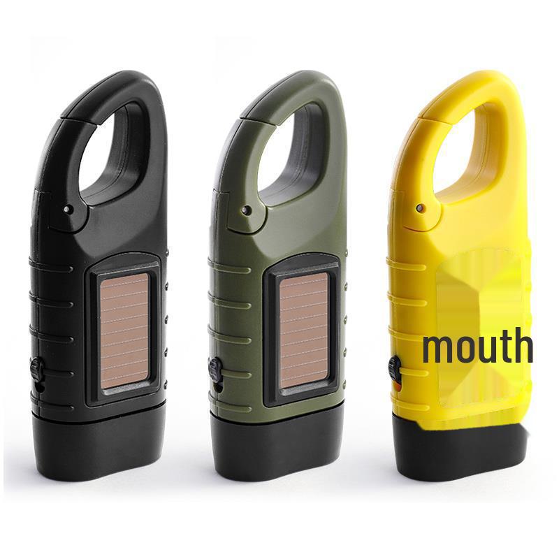 Germany Export Outdoor Solar & Hand-Crank Rechargeable Multifunction Flashlight