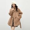 Qiushui Yiren Women's Preppy Stand-Collar Wool Blend Toggle Coat