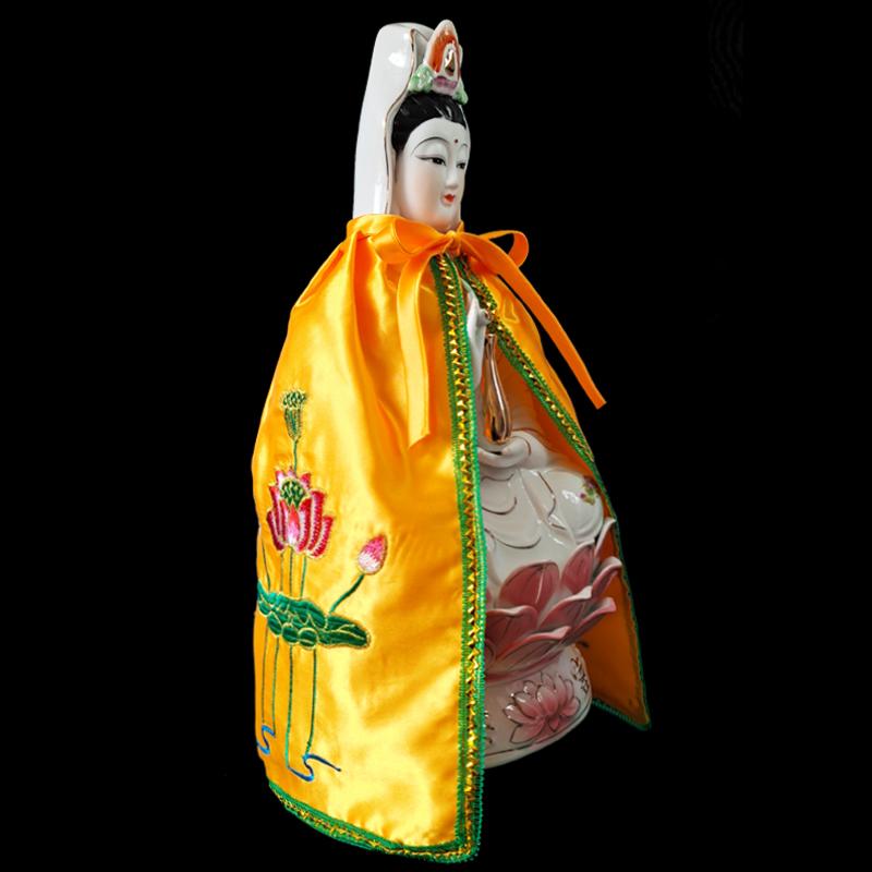 Только плащ Дзен Лотос Гуаньинь Статуя Будды Маленький плащ Гуаньинь Бодхисаттва Богиня Декор Вышитая шаль Без Смоляного Будды