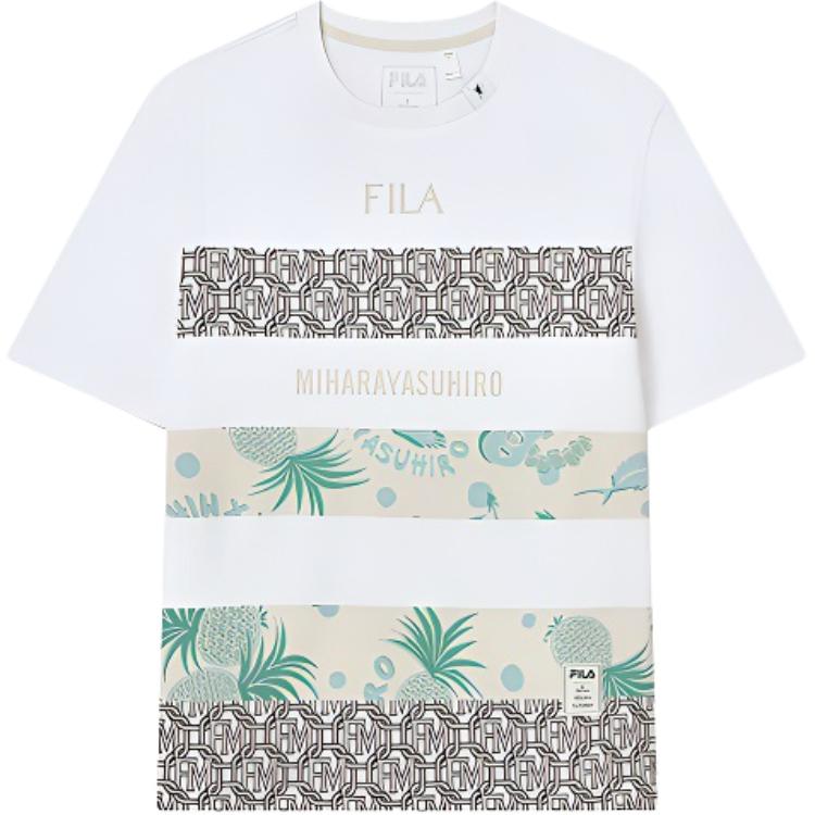 Fila X MIHARA YASUHIRO SS22 Футболка мужская с принтом логотипа и ананаса, повседневная, хлопковая, с коротким рукавом, топы, светло-туманно-серая F11M223106F-GY