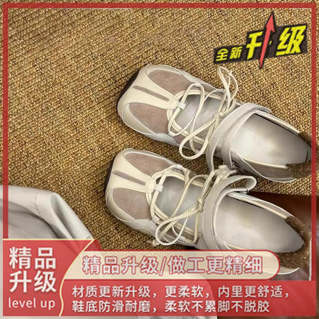 Velcro Rebellious Ballet Women's Shoes 2025 New Fashion Bow Cross Strap Versatile Mary Jane Shoes