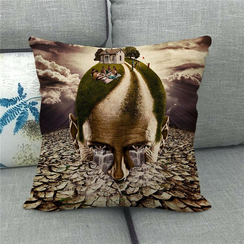 Environmental Protection Advertising Illustrations Digital Printing Short Plush Pillow Covers For Car Sofa Office Cushion Cover
