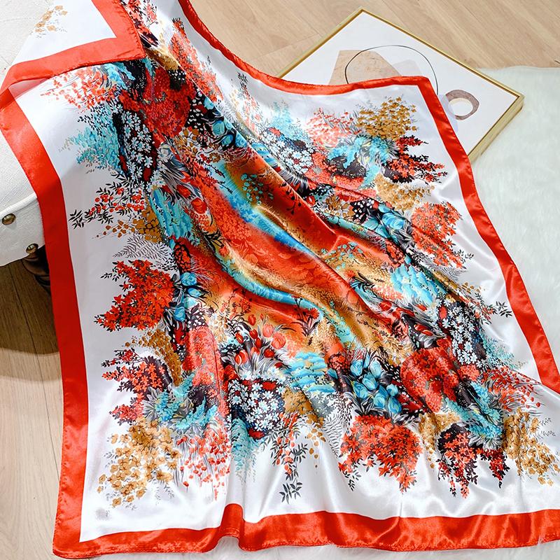 Popular Shawls Europe And America Fashion Bandannas Wild Leopard Print Sunscreen 90X90CM Bandanna Luxury Square Silk Scarves