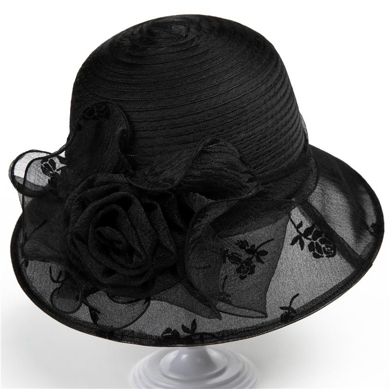 Элегантная шляпа из органзы с темпераментом, женская весенне-летняя прохладная шляпа, шляпа-ведро, универсальная шляпа-цилиндр, солнцезащитная шляпа