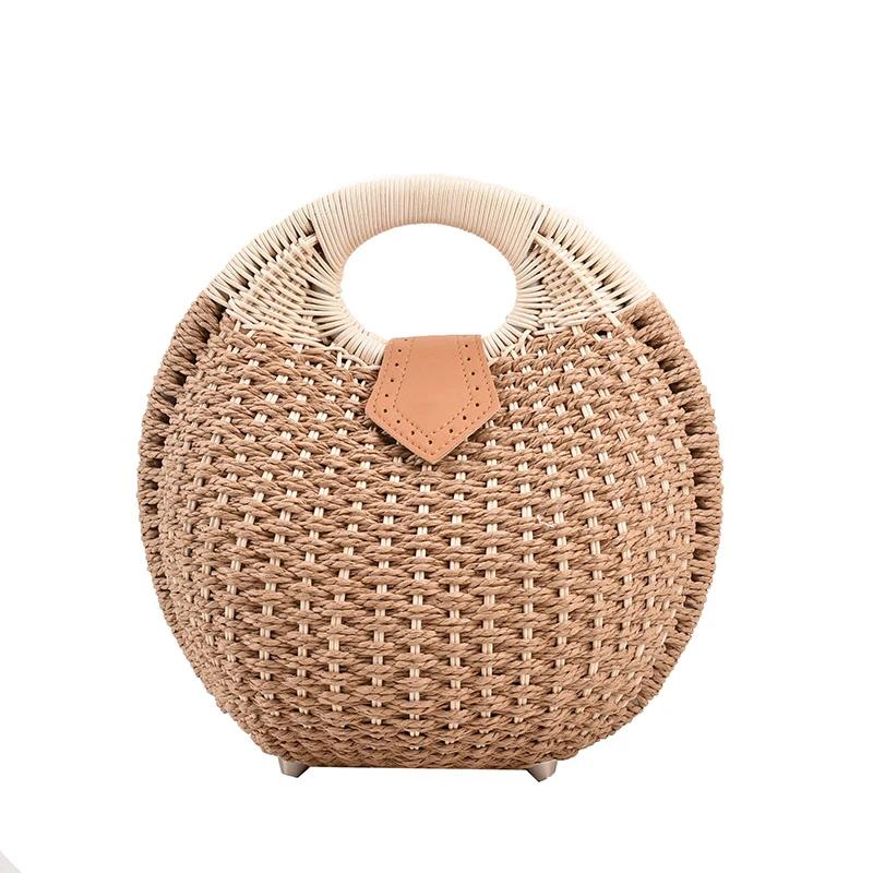 Вязаные сумки с ручками-ракушками National Hasp, новинка, милая индивидуальность, модное плетение из травы, лаконичные и легкие, повседневные, модные