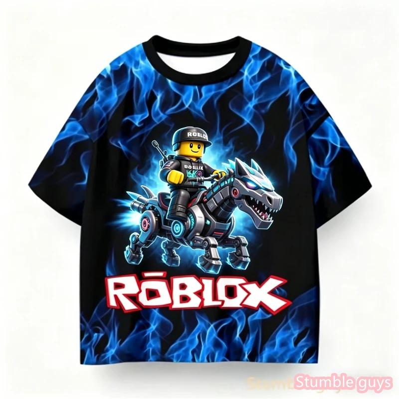 Аниме Летние Мальчики Roblox Принт Футболка Модный Дизайн Игрового Персонажа Повседневная Детская Девочки Короткий Рукав Мультяшная Детская Футболка