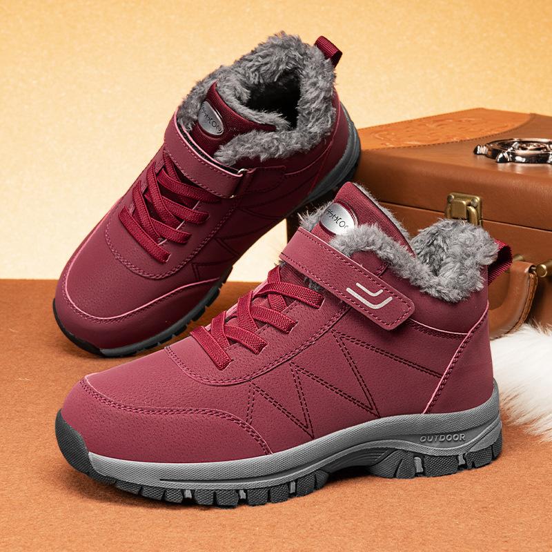 Зимняя взрывоопасная водонепроницаемая обувь для мам среднего и пожилого возраста, хлопковая обувь, зимняя теплая бархатная обувь для пожилых людей, мужская и женская обувь для ходьбы, зимние сапоги