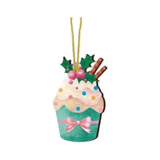 Coffee Shop Holiday Ornaments Christmas Wooden Ornament, Lollipop Cupcake Ice Cream Popsicle Hanging Kids Room Xmas Wall Decor Decorations for