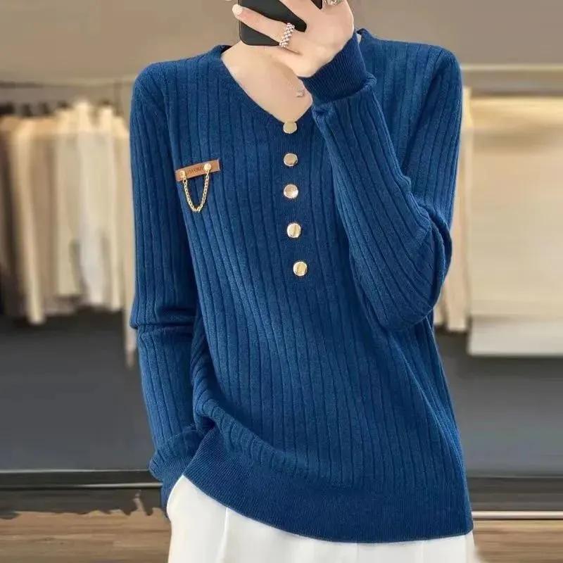Korean Autumn And Style Winter Vneck Sweater Womens Fashion Loose Sweater Allmatch Bottoming Shirt