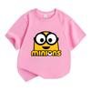 Unisex Kids Boys Girls 100% Cotton Crew Neck Short Sleeve T-Shirt, Cute Cartoon Yellow Little Figure Pattern Casual Summer Tee Tops for Daily Wear Out