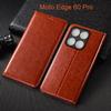 Crazy Horse Genuine Leather Flip Case For Moto Edge 30 40 50 60 60S 70 G86 Power Pro Neo Fusion Ultra Phone Cover Card Cases
