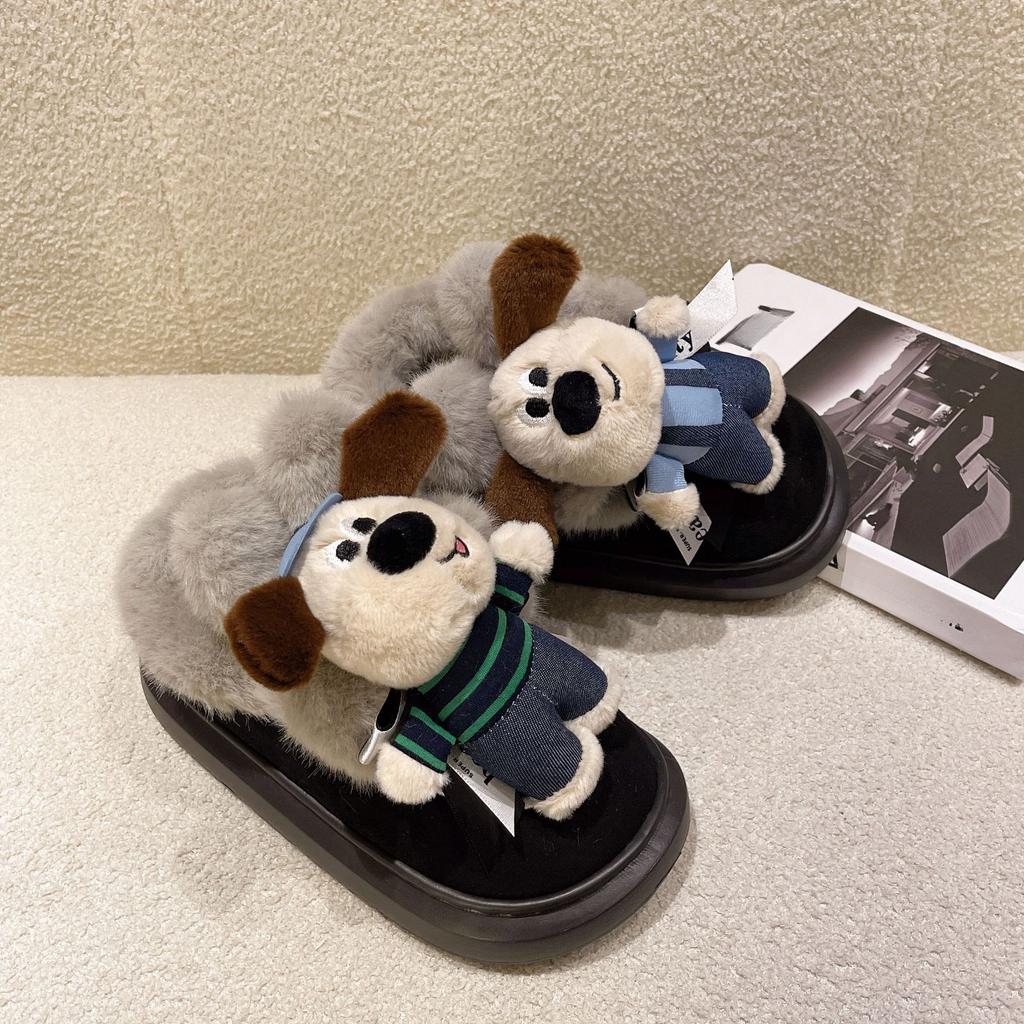 Ботинки женские милые мультяшные плюшевые хлопковые ботинки на осень и зиму 2024 года новые повседневные плюшевые зимние ботинки на толстой подошве женская обувь