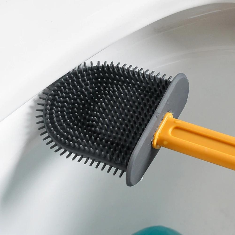 Силиконовая туалетная щетка Gap Brush с держателем Плоская головка Мягкая щетина Чистящие щетки с быстросохнущим кронштейном Инструмент для ванной комнаты
