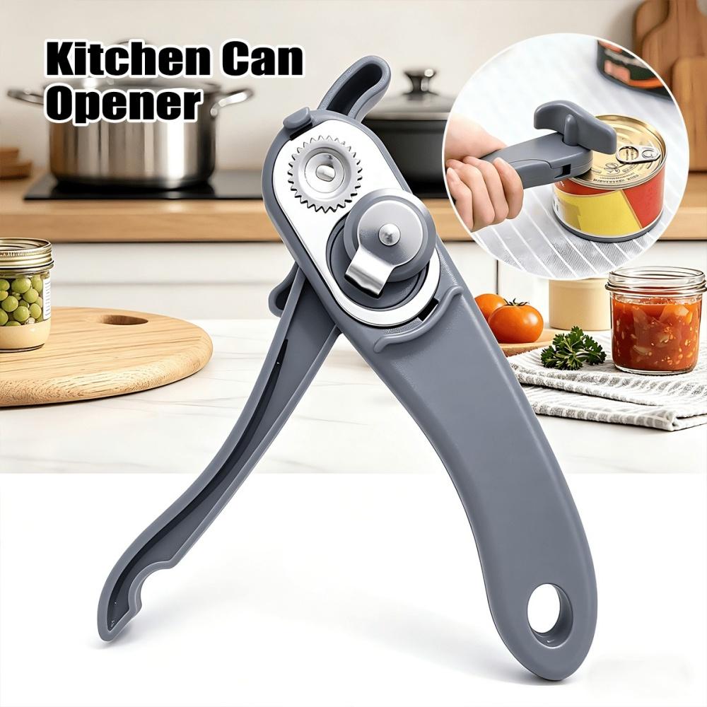 Portable Can Opener Plastic Safety Hand-actuated Bottle Opener Anti Slip Easy Grip Side Cut Multi-Func Professional Kitchen Tool 6