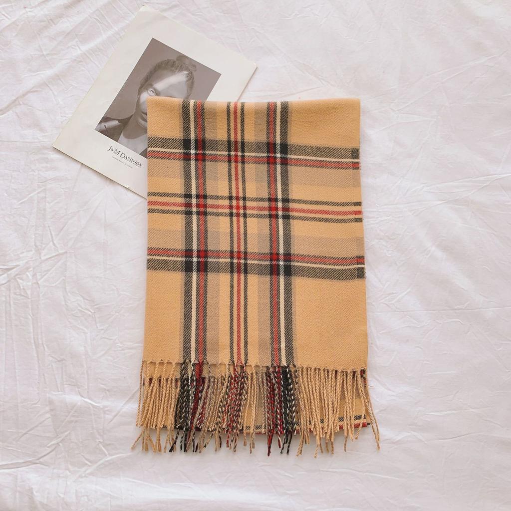 2024 New Autumn And Winter Tassel Plaid Shawl Scarf With Feminine Temperament, Medium To Long, Thick And Warm Imitation Cashmere Scarf