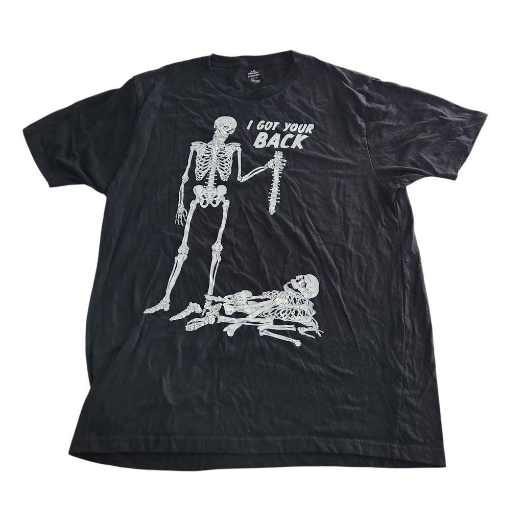Halloween T-Shirt “I GOT YOUR BACK” Skeleton Punk Goth Unisex Size Medium