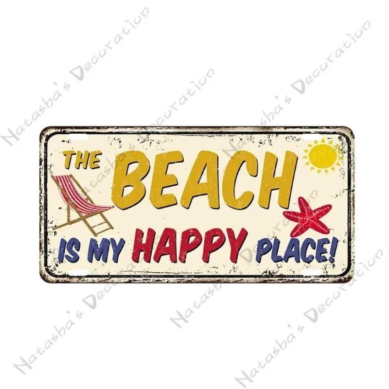 Beach Summer Surf License Plate, Metal Wall Decor 30x15cm
