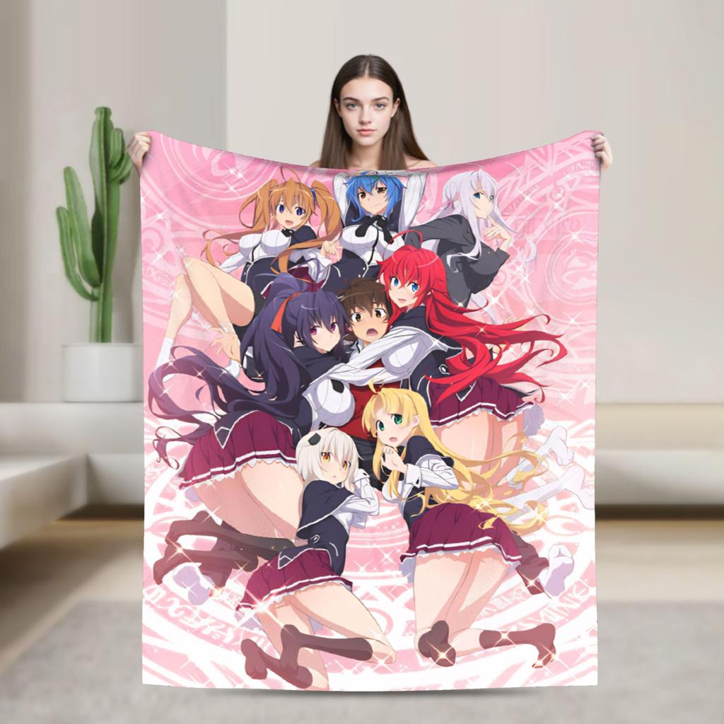 High School DxD Flannel Blanket Anime Super Warm Throw Blanket for Living Room Decorative Funny Bedspread Sofa Bed Cover