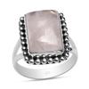 Natural Rose Quartz Gemstone 925 Sterling Silver Split Shank Beaded Ring For Women & Girls