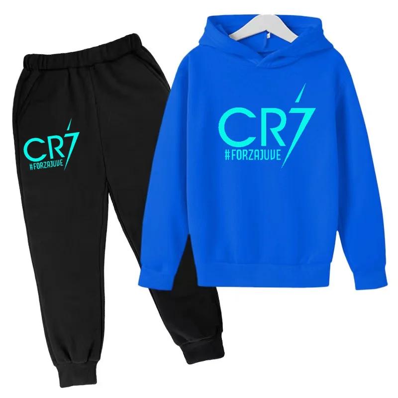 Kids Hoodie CR7 Football Idol 3-12Y Boys Girls Clothes Toddler Clothing Top+ Pants Sports Jogging Training Casual Sweatshirt Set