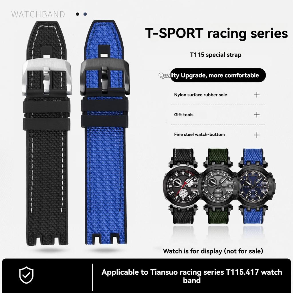 22 мм Высококачественный нейлоновый холщовый ремешок для Tissot MotoGP T-Sport Racing series T115.417 T115.427A Резиновая нижняя часть Браслет для часов