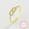 Charm Gold Color Genuine 925 Sterling Silver Finger Ring for Women Simple Design Fine Hypoallergenic Clear Zircon Jewelry