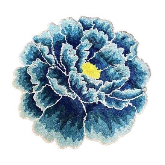 Fuzzy Floral Floor Mat Plush Peony Bath Rug with Anti Slip Backing Washable Flower Shaped Living Room Rug for Bathroom Nursery Bedroom Kitchen