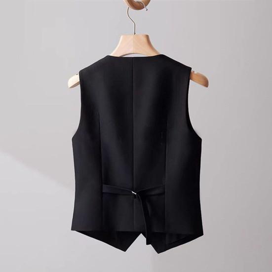 Женский деловой жилет с V-образным вырезом, однобортный, без рукавов, облегающий кардиган, короткий однотонный жилет для деловых поездок на работу и встреч