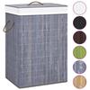 VidaXL Laundry Basket with Single Section Grey Bamboo 320755