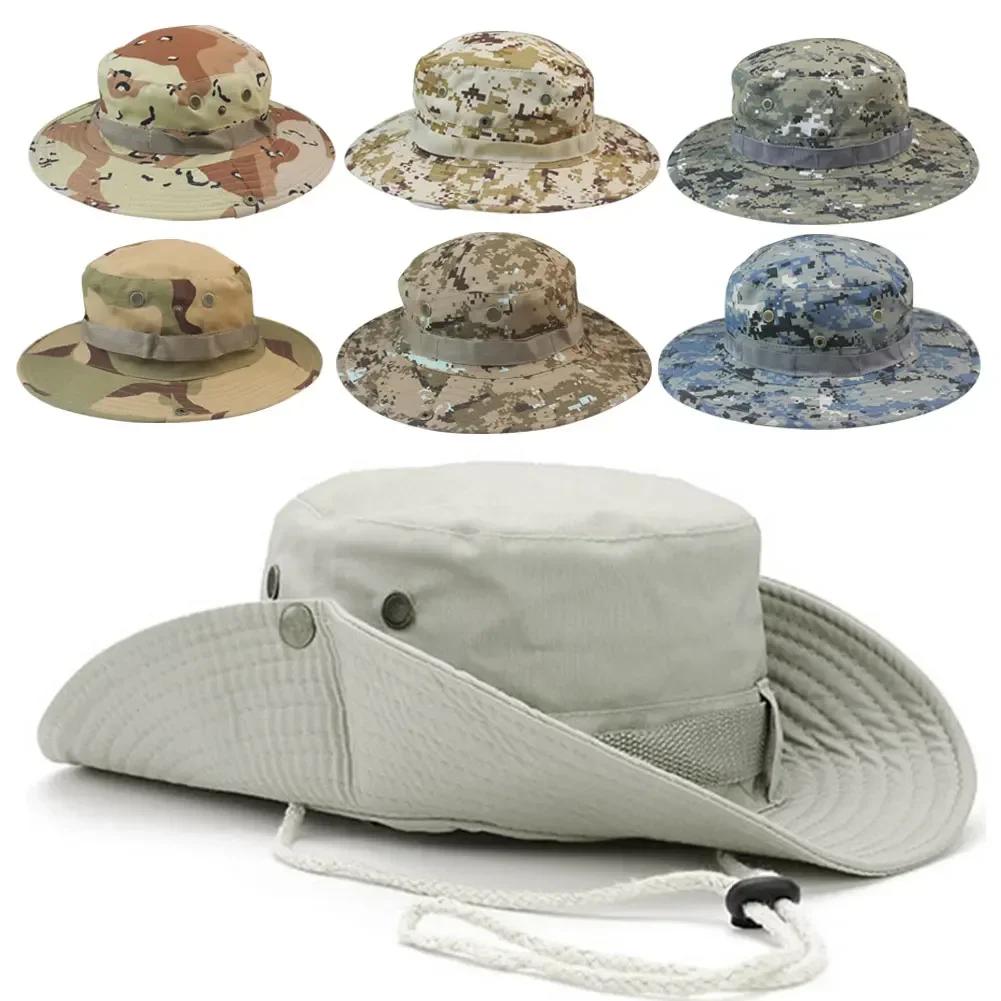 Camouflage Boonie Hat Tactical Bucket Hats Panama Summer Cap Hunting Hiking Outdoor Camo Sun Caps Men
