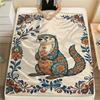 1PC Retro animals Print Flannel Blanket, High quality Comfortable for All Seasons, Home Decor, Warmth and Comfort