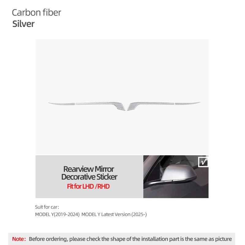 Carbon Fiber Rearview Mirror Sport Trim Strip For Tesla - Model Y Juniper 2025 Model 3 Highland 2024 Car Sticker Accessories