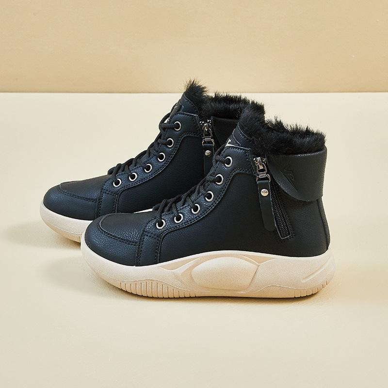 Зимние теплые сноубутсы для женщин, нескользящие кроссовки на массивной платформе с подкладкой из искусственного меха, шнуровка, теннисные туфли для ходьбы, женские удобные короткие ботильоны