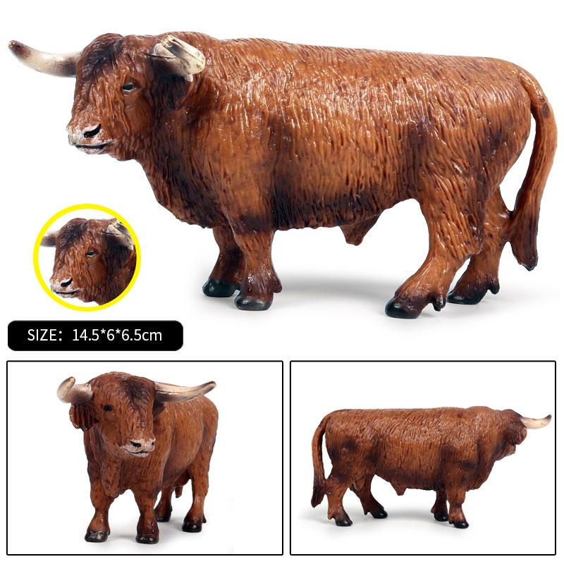 Oenux Фермерские животные Бой быков Ковбой Симуляция Домашняя птица Крупный рогатый скот Теленок Бык Вол Бык Коллекция фигурок ПВХ Модель Игрушка Детский подарок