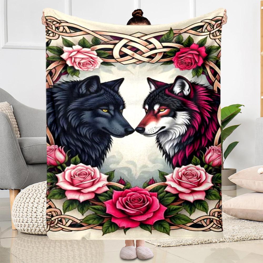 Wolf Moon Reflection Blanket,Suitable for sofas, offices, travel, living rooms, Gifts to relatives and friends, Blanket,Suitable for all seasons.