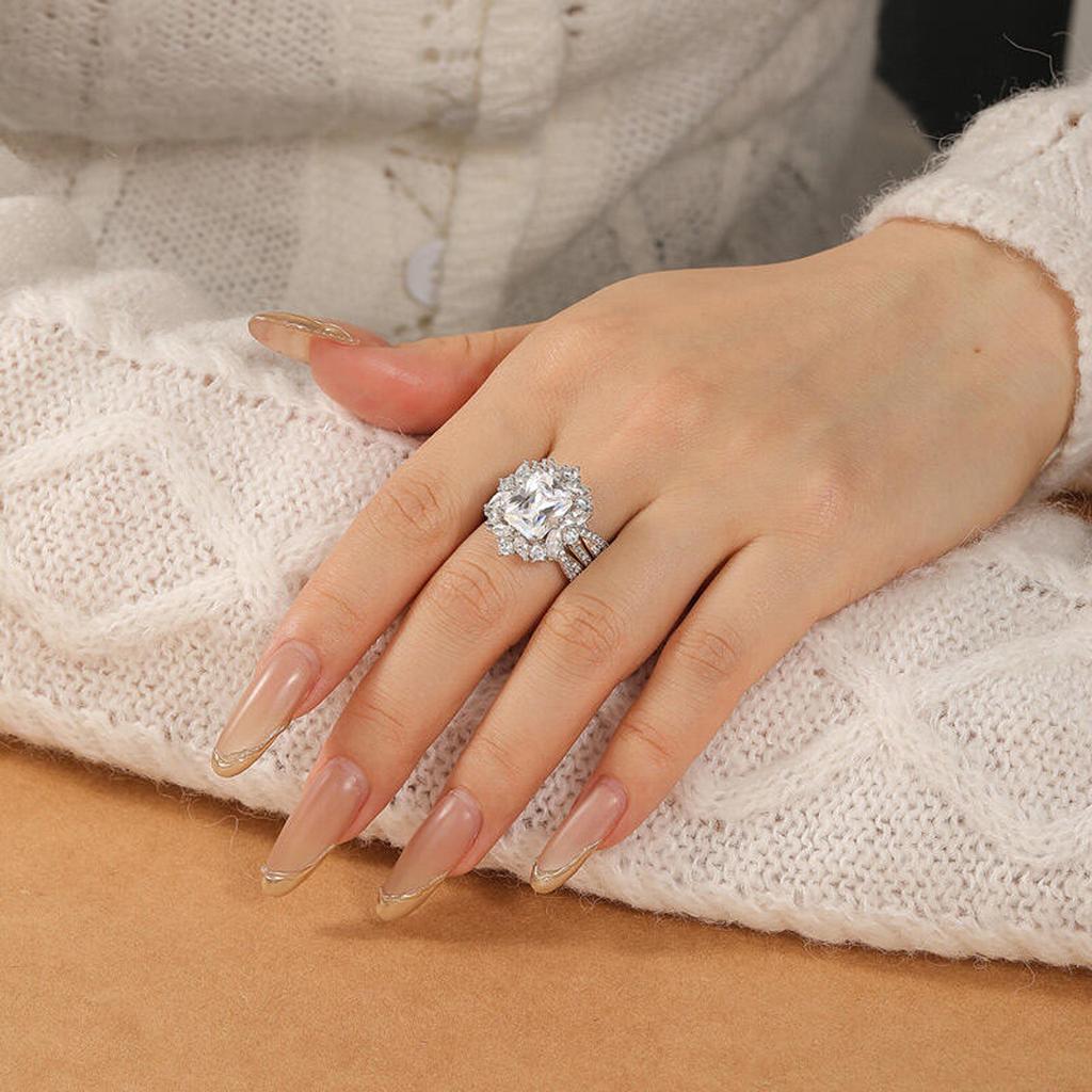 Cute Female White Zircon 925 Silver Color Wedding Rings Promise Engagement Jewelry For Women