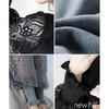 [Newne] Sleeve lace puff sleeves tops knit Transparency long sleeve Beautiful Elegant formal pullover spring autumn knit sew See-through sleeve