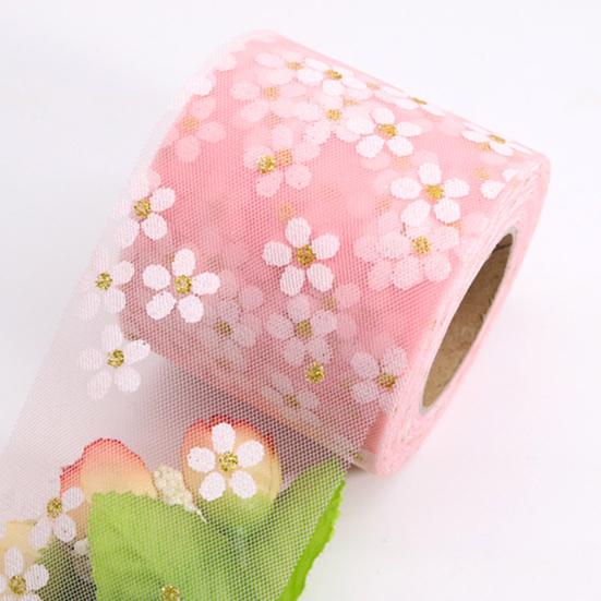 1 Roll 25Yards Webbing Ribbon Soft-touching Durable Decorative Compact Lace Floret Tulle Ribbon Clothing Accessories for Home