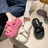 Крутые тапочки для летней носки Новый летний сказочный стиль с платформой-юбкой пляжные сандалии шлепанцы на одной полоске